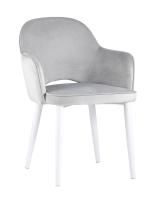 Стул Венера велюр серый ножки белые. Фото №1