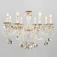 Подвесная люстра Eurosvet Ravenna 10104/8 белый с золотом/тонированный хрусталь Strotskis. Фото №1