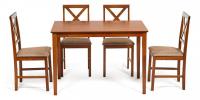 Обеденный комплект эконом Хадсон (стол + 4 стула)/ Hudson Dining Set дерево гевея/мдф, стол: 110х70х75см / стул: 44х42х89см, Espresso, ткань. Фото №1