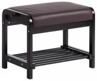 Обувница AX-1021 дерево береза/экокожа, 35х53х45 см, дерево: венге #9, экокожа темно-коричневая. Фото №1