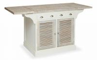 Кухонный остров Secret De Maison RIVIERA ( mod.2328 ) дерево манго, 95х100(181)х80см, Antique white/white wash. Фото №1