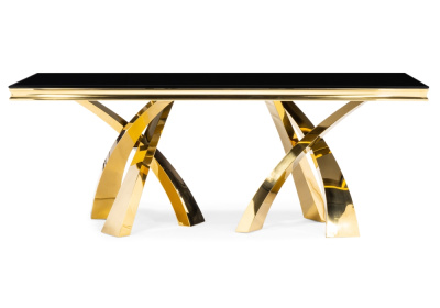 Стол стеклянный Komin 2 черный / золото. Фото №2