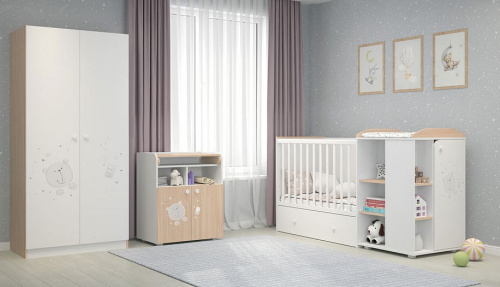 Шкаф платяной Polini kids French 1230 Teddy, белый. Фото №6