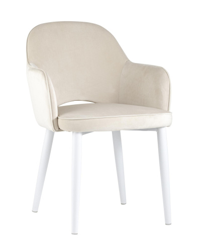 Стул Венера велюр кремовый ножки белые. Фото №1