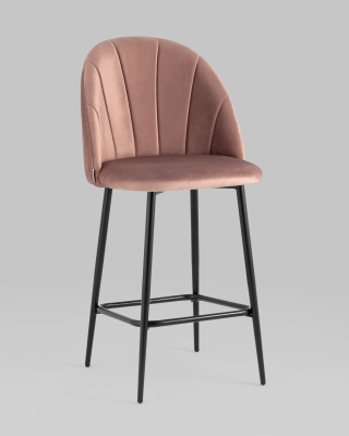 Стул полубарный Логан велюр пыльно-розовый. Фото