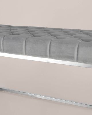 Банкетка ИНСИГНИЯ велюр серый сталь серебро. Фото