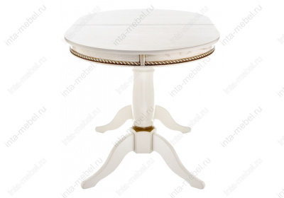 Стол деревянный Кантри 120 молочный с золотой патиной. Фото