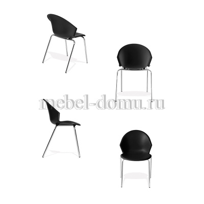 Кресло VAN HALLEN (mod. 2433) пластик/металл, 54,5х53,5х76 см, высота до сиденья 46 см, белый/черный (поставляется по 4 шт). Фото