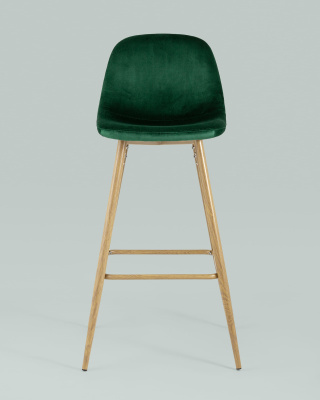 Стул барный Валенсия велюр зеленый ножки цвет дерево фото Стул барный Валенсия велюр зеленый ножки цвет дерево. Фото