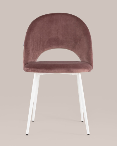 Стул Меган велюр с ромбами пыльно-розовый белые ножки. Фото №5