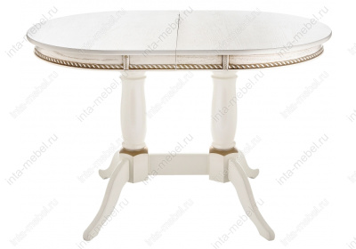 Стол деревянный Кантри 120 молочный с золотой патиной. Фото