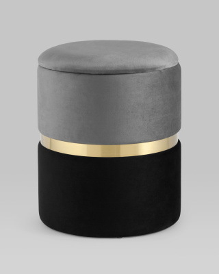Пуф Кэрри с ящиком велюр серо-черный. Фото №3