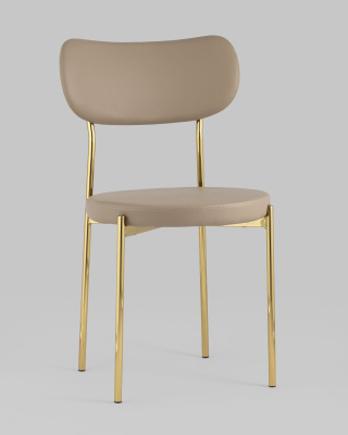 Стул Барбара экокожа бежевая золотые ножки. Фото