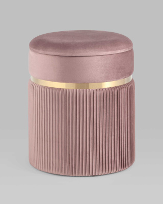 Пуф Миранда с ящиком велюр розовый. Фото