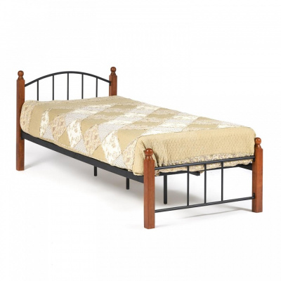 Кровать AT-915 Wood slat base дерево гевея/металл, 90*200 см (Single bed), красный дуб/черный фото Кровать AT-915 Wood slat base дерево гевея/металл, 90*200 см (Single bed), красный дуб/черный. Фото №2