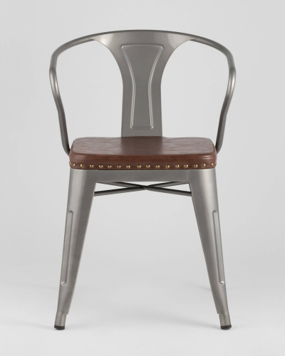 Стул TOLIX ARMS SOFT с подлокотниками серебристый. Фото №4