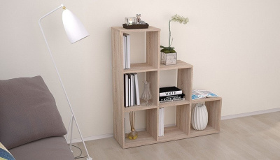 Стеллаж Polini Home Smart, древесина коричневая светлая дуб. Фото №5