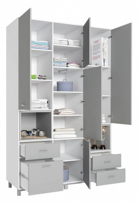 Шкаф комбинированный Polini kids Mirum 2335, белый. Фото