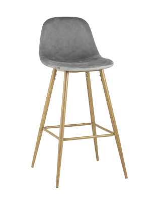 Стул барный Валенсия велюр серый ножки цвет дерево фото Стул барный Валенсия велюр серый ножки цвет дерево. Фото