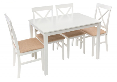 Обеденная группа Chili (стол и 4 стула) buttermilk / beige. Фото №2