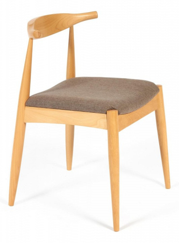 Стул мягкое сидение BULL каркас бук, сиденье ткань, 54,5*54*75см, Натуральный + Коричневый   (поставляется по 2 шт). Фото №1