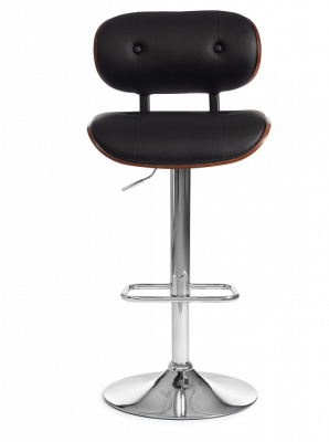 Барный стул DRAKAR (mod.4050) металл/дерево/экокожа, 51х56х95-116 см, высота сиденья 65-87 см, черный/орех/хром. Фото №2