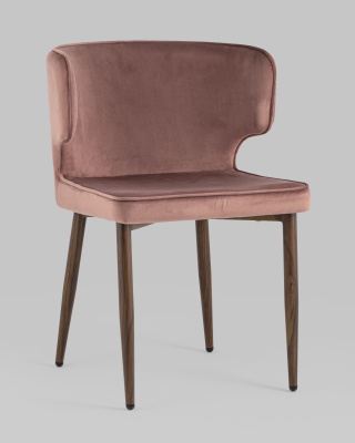 Стул Матео велюр пыльно-розовый ножки дерево. Фото