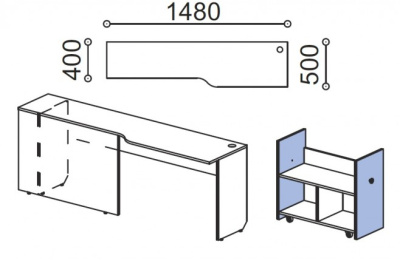 Стол-тумба для двухэтажного блока Силуэт. Фото №4