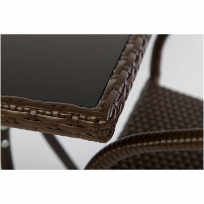 Комплект кофейный CAF? (стол, арт. C008 и 2 стула, арт. C002), цвет каркаса черный, цвет плетения кофейный, цвет столешницы черный фото Комплект кофейный CAF? (стол, арт. C008 и 2 стула, арт. C002), цвет каркаса черный, цвет плетения кофейный, цвет столешницы черный. Фото №2