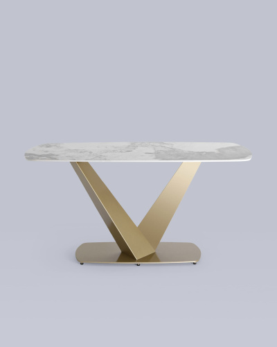 Стол обеденный Аврора 160*90 керамика светлая. Фото №4