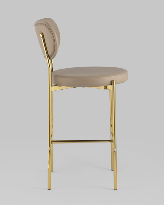 Стул полубарный Барбара экокожа бежевая золотые ножки. Фото №4
