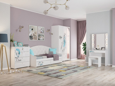 Гламур Трюмо белый/белый глянец. Фото