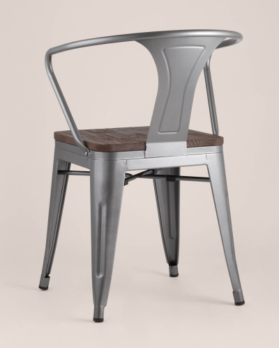 Стул TOLIX ARM WOOD с подлокотниками серебристый. Фото №6