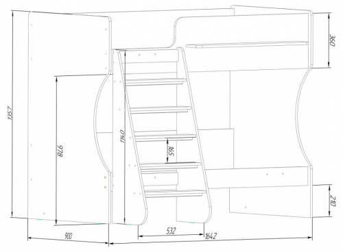 Кровать двухъярусная Р434 Капризун 3, голубой. Фото №6