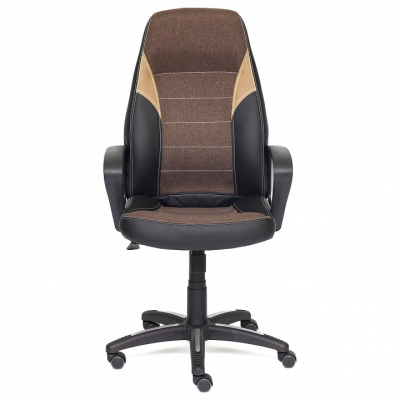 Компьютерное кресло INTER кож/зам/ткань, черный/коричневый/бронзовый, 36-6/ЗМ7-147/21. Фото №2