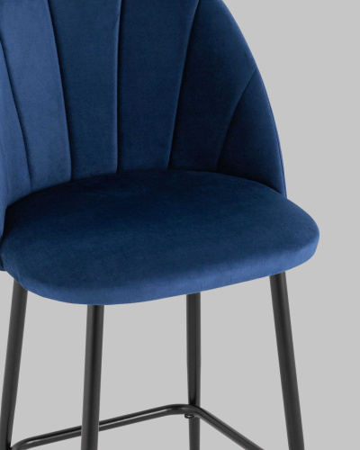 Стул полубарный Логан велюр синий. Фото №9