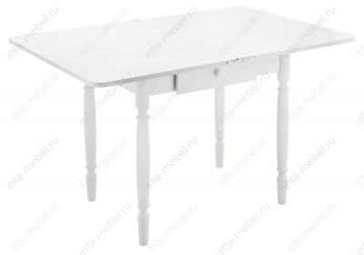 Стол деревянный Брентон с ящиком белый глянец. Фото №2