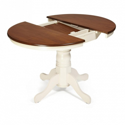 Стол NAVARRESE (mod. E-R36R+12AV NMO-2A) дерево гевея/мдф, 90+30х76см, rustic oak+cream (дуб+кремовый). Фото №2