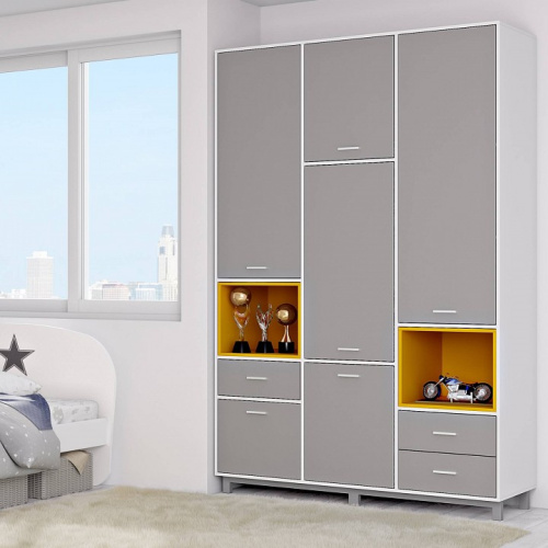 Шкаф комбинированный Polini kids Mirum 2335, серый. Фото №4