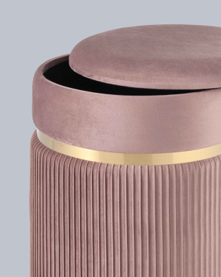 Пуф Миранда с ящиком велюр розовый. Фото