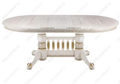 Стол деревянный Кантри молочный с золотой патиной. Фото №5