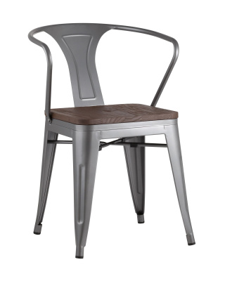 Стул TOLIX ARM WOOD с подлокотниками серебристый. Фото №2